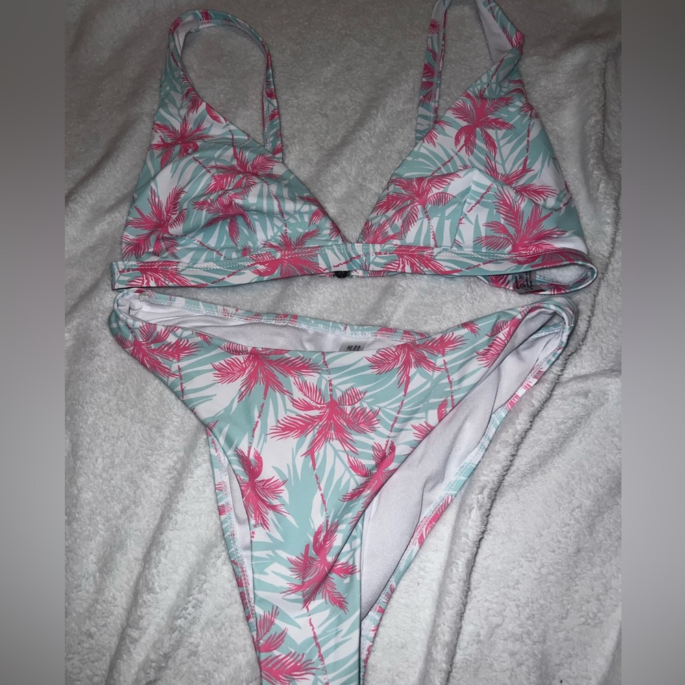 Tropical Pink and Green Women's Bikini Set